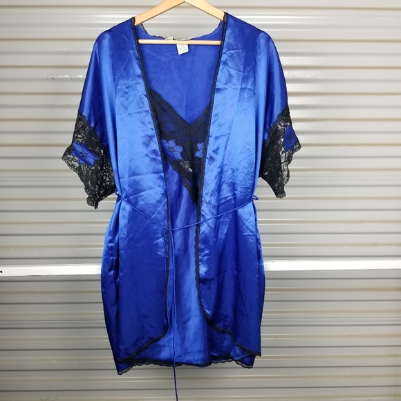 Vintage Cobalf Set Robe and Slip 2 piece Medium - Picture 5 of 8